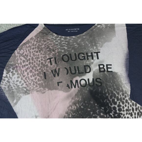 All Saints Womens T Shirt Small Pina Rip Graphic Tee Mulitcolor Oversized - Picture 5 of 7